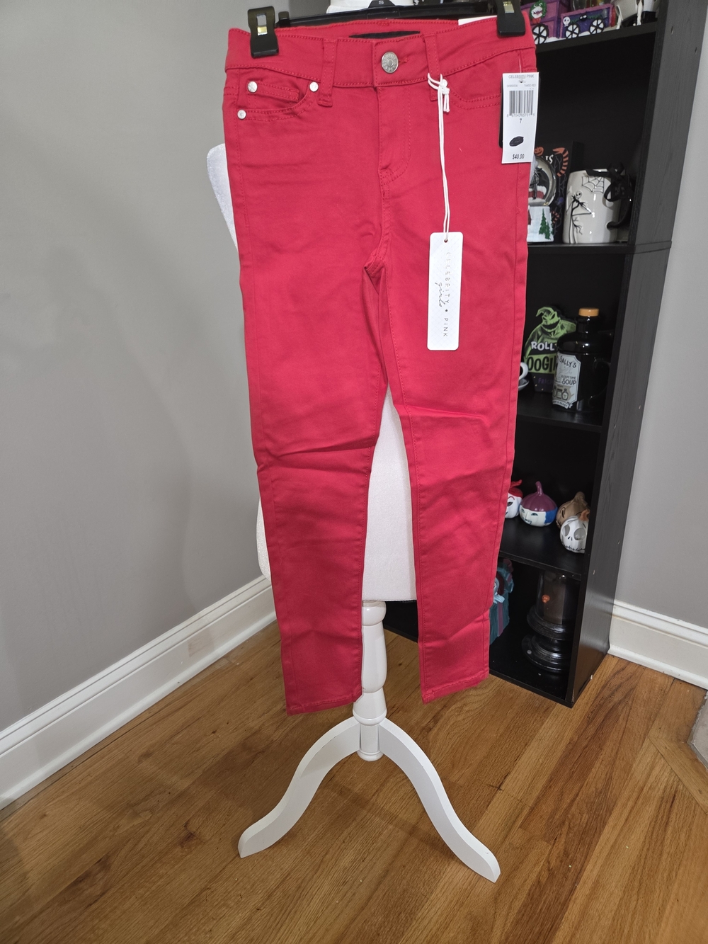 Celebrity Pink Bright Red Stretch Skinny Jeans for Kids